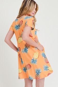 Women's Pineapple Print Fit and Flare Dress style 9