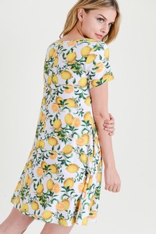 Women's Lemon Print Fit And Flare Dress style 5