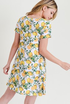 Women's Lemon Print Fit And Flare Dress style 6