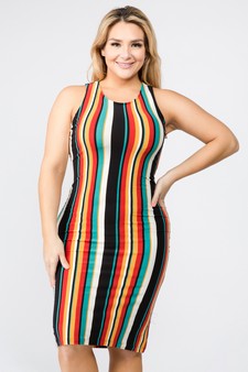 Women's Striped Print Bodycon Dress style 2