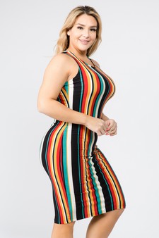 Women's Striped Print Bodycon Dress style 3