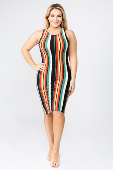 Women's Striped Print Bodycon Dress style 5