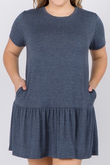 Women's Short Sleeve Peplum Hem Dress style 5