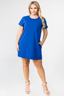 Women's Short Sleeve Cut Out Back Dress with Pockets style 5
