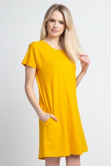 Women's Short Sleeve Cut Out Back Dress with Pockets style 4