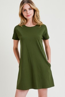 Women's Short Sleeve Cut Out Back Dress with Pockets style 2