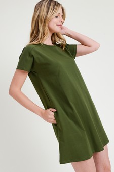 Women's Short Sleeve Cut Out Back Dress with Pockets style 4