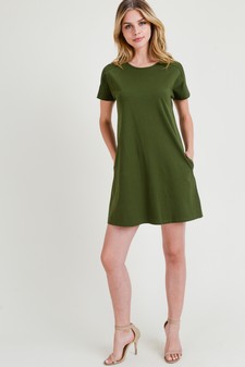 Women's Short Sleeve Cut Out Back Dress with Pockets style 8