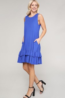 Women's Sleeveless Ruffle Dress with Pockets style 4