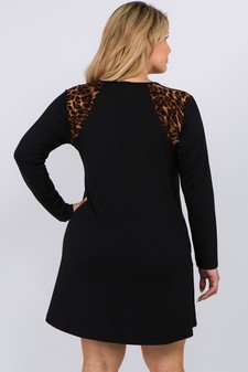 **NY ONLY** Women's Leopard Shoulder Panel A-Line Dress style 3