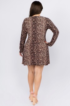 Women's Leopard Button Front A-Line Dress style 2