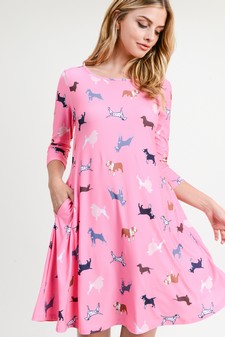 Women's Novelty Dog Print A-Line Dress style 3