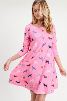 Women's Novelty Dog Print A-Line Dress style 4