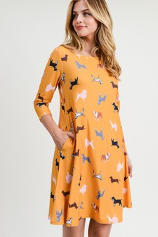 Women's Novelty Dog Print A-Line Dress style 2