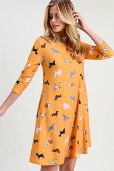 Women's Novelty Dog Print A-Line Dress style 3