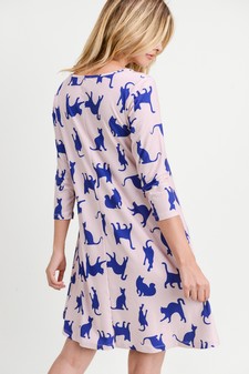 Women's Novelty Kitty Print A-Line Dress style 5