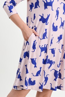 Women's Novelty Kitty Print A-Line Dress style 6