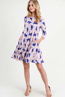 Women's Novelty Kitty Print A-Line Dress style 7