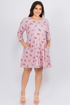 Women's Novelty Bird Print A-Line Dress style 5