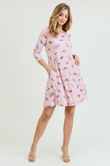 Women's Novelty Bird Print A-Line Dress style 5