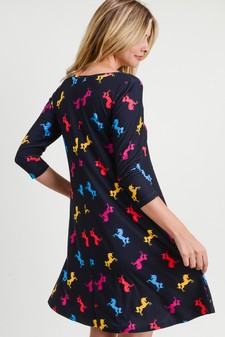Women's Novelty Unicorn Print A-Line Dress style 3