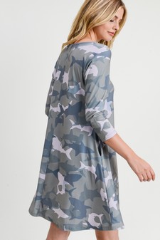 Women's Camouflage Shark Print A-Line Dress style 3