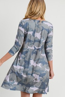 Women's Camouflage Shark Print A-Line Dress style 4