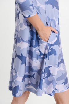 Women's Camouflage Shark Print A-Line Dress style 7
