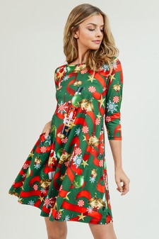 Women's Nutcracker Christmas Print A-Line Dress style 2