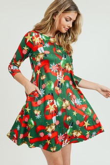 Women's Nutcracker Christmas Print A-Line Dress style 3