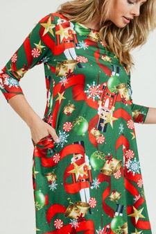 Women's Nutcracker Christmas Print A-Line Dress style 8