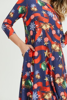 Women's Nutcracker Christmas Print A-Line Dress style 7
