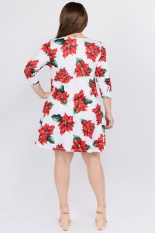 Women's Christmas Poinsettia Flower Print Dress style 4