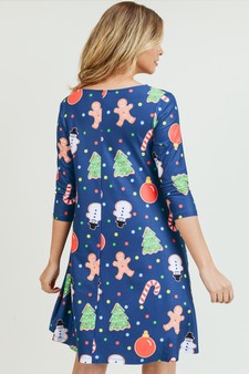 Women's Gingerbread Cookie Print A-Line Dress (Small only) style 5