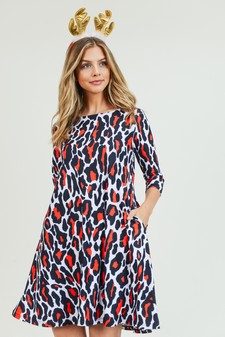 Women's Leopard Print A-Line Dress style 8