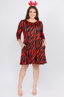 Women's Zebra Print A-Line Dress style 6