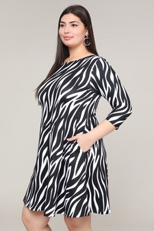 Women's Zebra Print A-Line Dress style 2