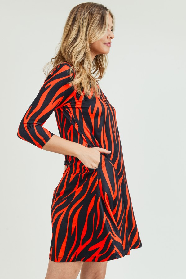 Women's Zebra Print A-Line Dress - Wholesale - Yelete.com