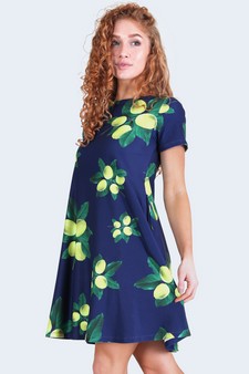 Women's Lots of Lemon Print Dress with Pockets style 2