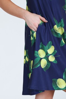 Women's Lots of Lemon Print Dress with Pockets style 6
