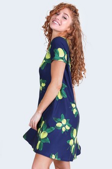 Women's Lots of Lemon Print Dress with Pockets style 7