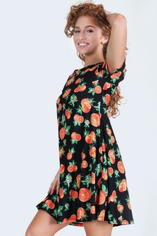 Women's Orange Fruit Dress with Pockets style 4