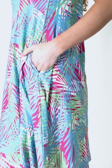 Women's Multi Colored Palm Leaf Dress with Pockets style 4