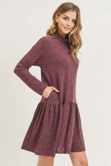 Women's Turtleneck Peplum Hem Sweater Dress style 4