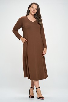 Women's V-Neck Maxi Dress with Pockets style 5