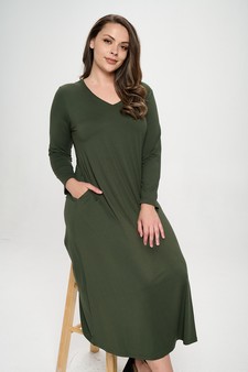 Women's V-Neck Maxi Dress with Pockets style 4