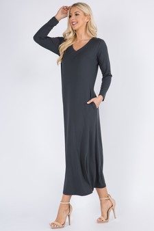 Women's V-Neck Maxi Dress with Pockets style 2