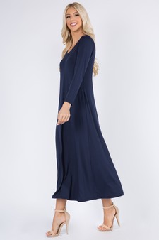 Women's V-Neck Maxi Dress with Pockets style 3