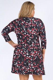Women's Geometric Cheetah Print Swing Dress with Pockets style 3