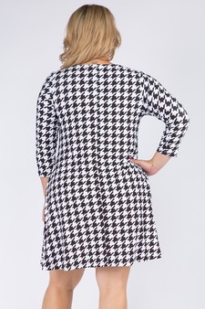 Women's Houndstooth 3/4 Sleeve Dress style 3